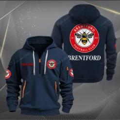Brentford Hoodie Half Zipper, Gift for Brentford fan EPL14052225011 - Navy