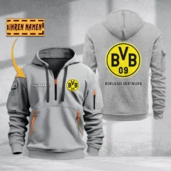 Borussia Dortmund II Hoodie Haft Zipper, Gift For Borussia Dortmund II Fan BDE051725573-Gray
