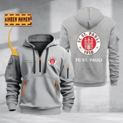 FC St. Pauli Hoodie Haft Zipper, Gift For FC St. Pauli Fan BDE051725577-Gray