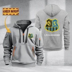 1. FC Saarbrucken Hoodie Haft Zipper, Gift For 1. FC Saarbrucken Fan BDE051725585-Gray