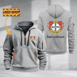 Bayer 04 Leverkusen Hoodie Haft Zipper, Gift For Bayer 04 Leverkusen Fan BDE051725590-Gray