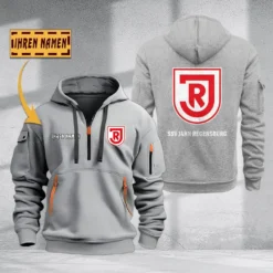 Jahn Regensburg Hoodie Haft Zipper, Gift For Jahn Regensburg Fan BDE051725598-Gray
