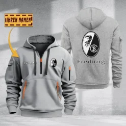 SC Freiburg Hoodie Haft Zipper, Gift For SC Freiburg Fan BDE051725599-Gray