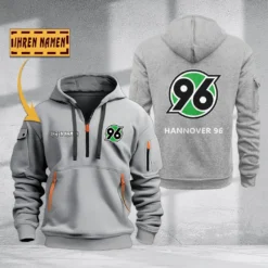 Hannover 96 Hoodie Haft Zipper, Gift For Hannover 96 Fan BDE051725604-Gray