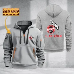 1. FC Koln Hoodie Haft Zipper, Gift For 1. FC Koln Fan BDE051725606-Gray