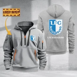 1. FC Magdeburg Hoodie Haft Zipper, Gift For 1. FC Magdeburg Fan BDE051725614-Gray