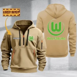 VfL Wolfsburg Hoodie Haft Zipper, Gift For VfL Wolfsburg Fan BDE051725555-Khaki