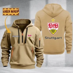 VfB Stuttgart Hoodie Haft Zipper, Gift For VfB Stuttgart Fan BDE051725567-Khaki