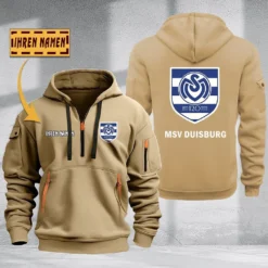 MSV Duisburg Hoodie Haft Zipper, Gift For MSV Duisburg Fan BDE051725570-Khaki