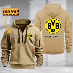 Borussia Dortmund II Hoodie Haft Zipper, Gift For Borussia Dortmund II Fan BDE051725573-Khaki