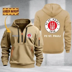 FC St. Pauli Hoodie Haft Zipper, Gift For FC St. Pauli Fan BDE051725577-Khaki