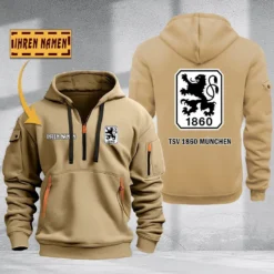 1860 Munich Hoodie Haft Zipper, Gift For 1860 Munich Fan BDE051725582-Khaki