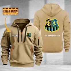1. FC Saarbrucken Hoodie Haft Zipper, Gift For 1. FC Saarbrucken Fan BDE051725585-Khaki
