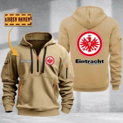 Eintracht Frankfurt Hoodie Haft Zipper, Gift For Eintracht Frankfurt Fan BDE051725601-Khaki