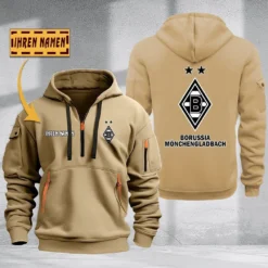Borussia Monchengladbach Hoodie Haft Zipper, Gift For Borussia Monchengladbach Fan BDE051725602-Khaki