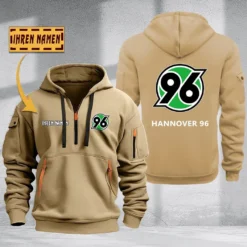 Hannover 96 Hoodie Haft Zipper, Gift For Hannover 96 Fan BDE051725604-Khaki
