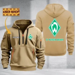 Werder Bremen Hoodie Haft Zipper, Gift For Werder Bremen Fan BDE051725605-Khaki