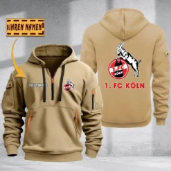 1. FC Koln Hoodie Haft Zipper, Gift For 1. FC Koln Fan BDE051725606-Khaki