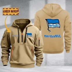 Hertha BSC Hoodie Haft Zipper, Gift For Hertha BSC Fan BDE051725609-Khaki
