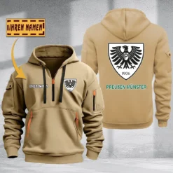Preußen Münster Hoodie Haft Zipper, Gift For Preußen Münster Fan BDE051725611-Khaki