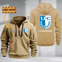 1. FC Magdeburg Hoodie Haft Zipper, Gift For 1. FC Magdeburg Fan BDE051725614-Khaki