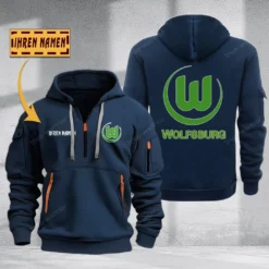 VfL Wolfsburg Hoodie Haft Zipper, Gift For VfL Wolfsburg Fan BDE051725555-Navy