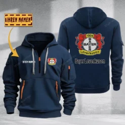 Bayer 04 Leverkusen Hoodie Haft Zipper, Gift For Bayer 04 Leverkusen Fan BDE051725590-Navy