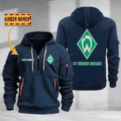 Werder Bremen Hoodie Haft Zipper, Gift For Werder Bremen Fan BDE051725605-Navy