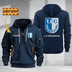 1. FC Magdeburg Hoodie Haft Zipper, Gift For 1. FC Magdeburg Fan BDE051725614-Navy