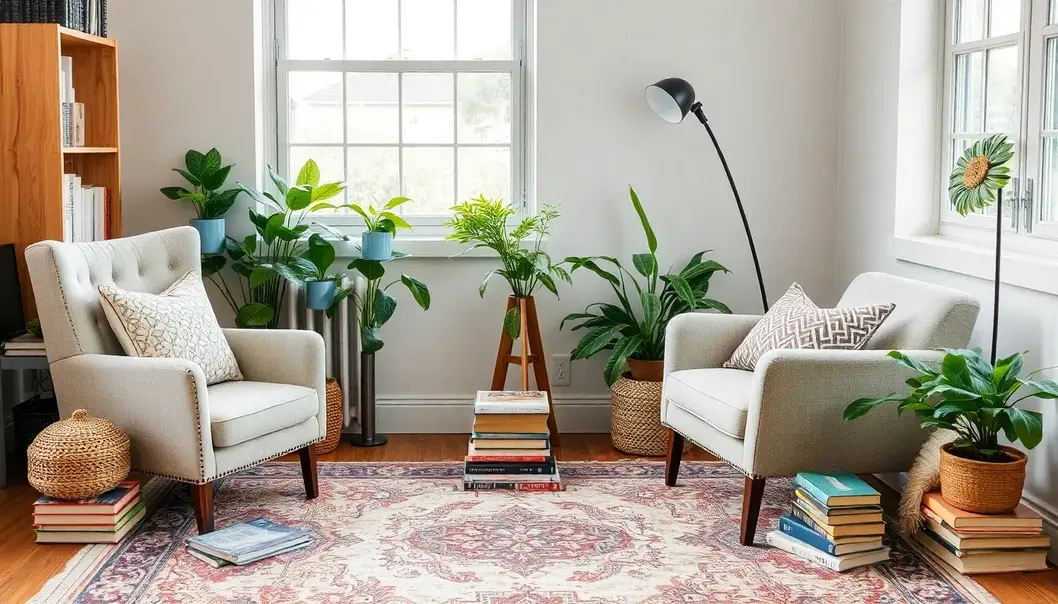 A sunlit corner perfect for a serene reading experience.