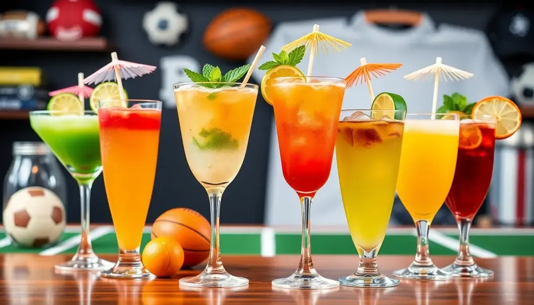 A vibrant array of mocktails ready to elevate any sports gathering.
