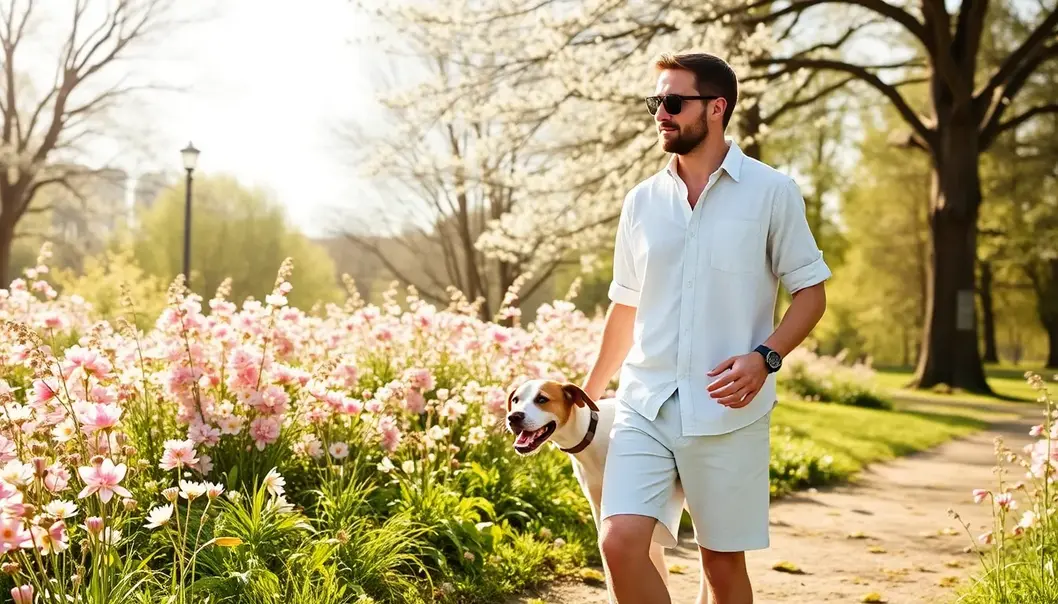 Linen and cotton are perfect for warm, pet-friendly outings in spring and summer.