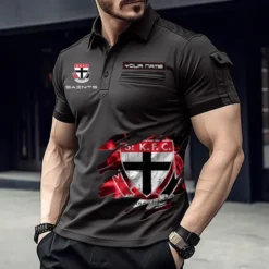 St Kilda Fans Gift Pocket Polo Shirt, All Over Print Polo Shirt For Sport Fan, Custom Name AFL11070725124