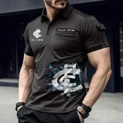 Carlton Fans Gift Pocket Polo Shirt, All Over Print Polo Shirt For Sport Fan, Custom Name AFL11070725125