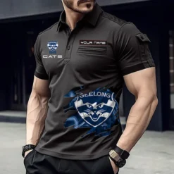 Geelong Cats Fans Gift Pocket Polo Shirt, All Over Print Polo Shirt For Sport Fan, Custom Name AFL11070725132