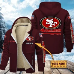San Francisco 49ers Lamb Fleece Thick Coat, All Over Print Lamb Fleece Thick Coat DTH05070525600