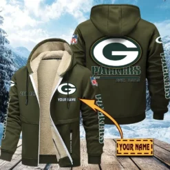 Green Bay Packers Lamb Fleece Thick Coat, All Over Print Lamb Fleece Thick Coat DTH05070525605