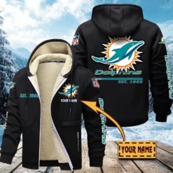 Miami Dolphins Lamb Fleece Thick Coat, All Over Print Lamb Fleece Thick Coat DTH05070525620