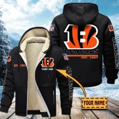 Cincinnati Bengals Lamb Fleece Thick Coat, All Over Print Lamb Fleece Thick Coat DTH05070525621