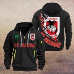 St George Illawarra Dragons Hoodie Half Zipper, All Over Print Hoodie Half Zipper NRL15070425345
