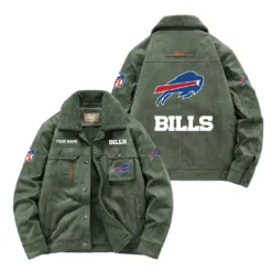 Baltimore Ravens Fan Gift Padded Lapel Jacket, Jacket All Over Print For NFL Lovers, Custom Name G1A072025BB001 - Army Green