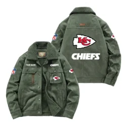 Kansas City Chiefs Fan Gift Padded Lapel Jacket, Jacket All Over Print For NFL Lovers, Custom Name G1A072025KCC001 - Army Green