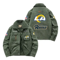 Los Angeles Chargers Fan Gift Padded Lapel Jacket, Jacket All Over Print For NFL Lovers, Custom Name G1A072025LAR001 - Army Green