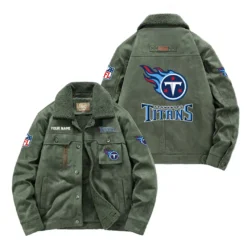 Tennessee Titans Fan Gift Padded Lapel Jacket, Jacket All Over Print For NFL Lovers, Custom Name G1A072025TT001 - Army Green