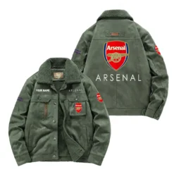 Arsenal Fan Gift Padded Lapel Jacket, Jacket All Over Print For NFL Lovers, Custom Name G1A082025ASN001 - Army Green