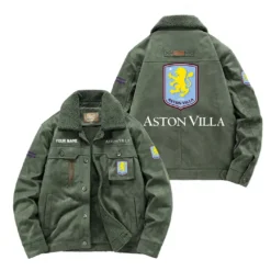 Aston Villa Fan Gift Padded Lapel Jacket, Jacket All Over Print For NFL Lovers, Custom Name G1A082025AV001 - Army Green