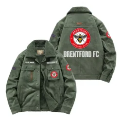 Brentford Fan Gift Padded Lapel Jacket, Jacket All Over Print For NFL Lovers, Custom Name G1A082025BF001 - Army Green