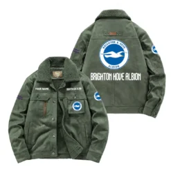 Brighton & Hove Albion Fan Gift Padded Lapel Jacket, Jacket All Over Print For NFL Lovers, Custom Name G1A082025BHA001 - Army Green
