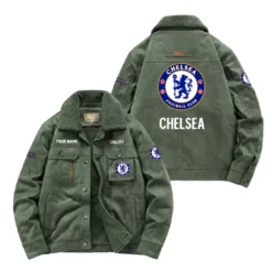 Chelsea Fan Gift Padded Lapel Jacket, Jacket All Over Print For NFL Lovers, Custom Name G1A082025CS001 - Army Green