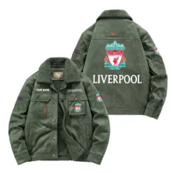 Liverpool Fan Gift Padded Lapel Jacket, Jacket All Over Print For NFL Lovers, Custom Name G1A082025LP001 - Army Green